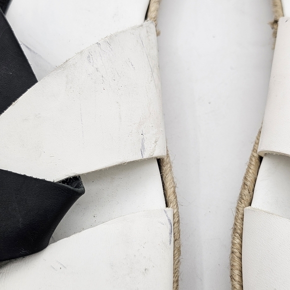 Joie Black White Colorblock Open Toe Leather Slide Sandals Size EU 38.5 / US 8.5 - Picture 15 of 16